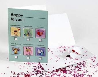 Prank Card Ironwood grappen kaart glitter confetti eindeloze muziek universele teek wenskaart prank prank