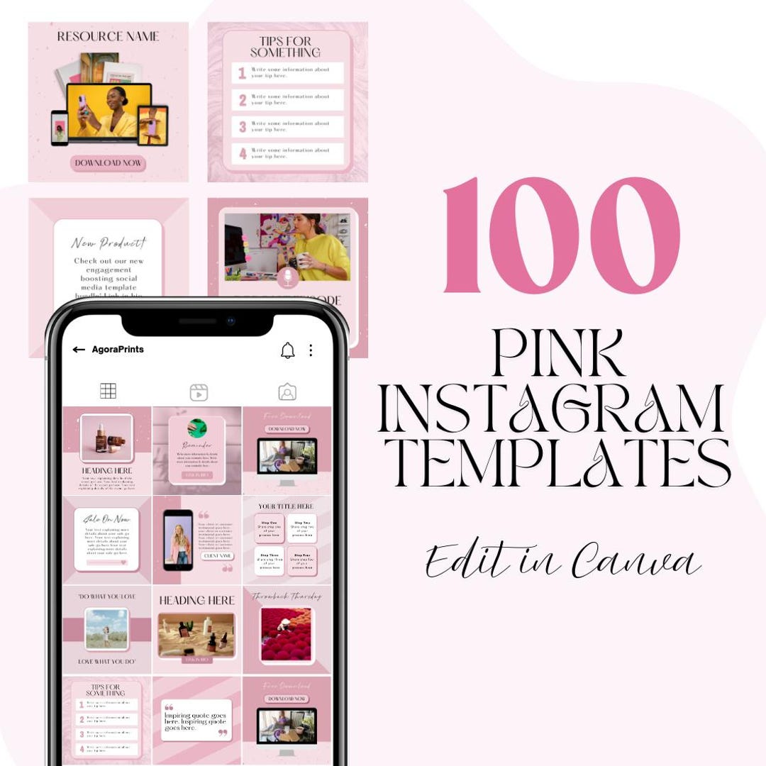 Pink Instagram Post Canva Templates | Editable Social Media Design ...