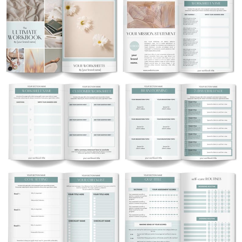 Workbook Example Pages Ultimate Editable Workbook Template | 40 Pages of Worksheets, Planners ...