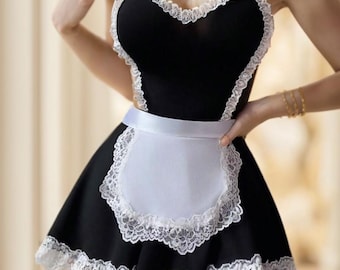 Cosplay lingerie set, Maid Costume with Lace Trim, Cosplay lingerie maid, Maid costume, Maid lingerie, Maid top, Cosplay costume maid