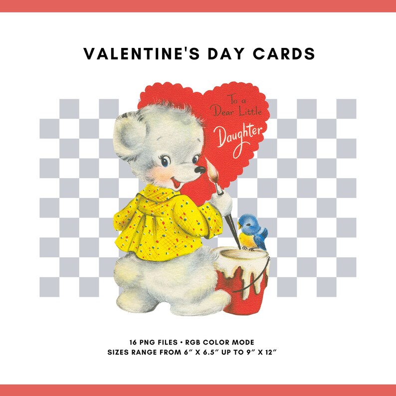 Printable Vintage Animal Valentine's Day Cards Template, Retro