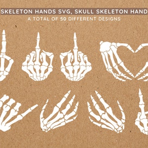 Skelet handen SVG PNG grafische bundel, skelet PNG, Halloween Shirt Design sublimatie, Cricut-bestanden, Rock Hand middelvinger Halloween