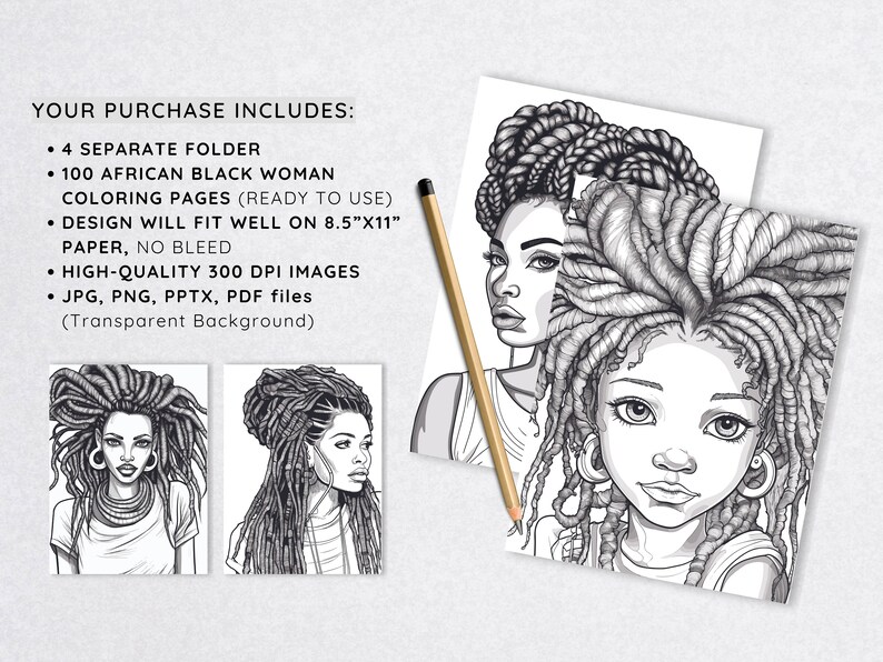 100 Afro Coloring Pages African Black Woman Girl Coloring Book ...