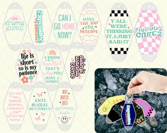 Sarcastic Motel Keychain SVG Bundle: Retro Sassy Designs (Digital Download)