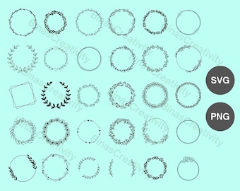 30 Floral Wreath SVG Bundle: Wedding & Laurel Designs (PNG, SVG)