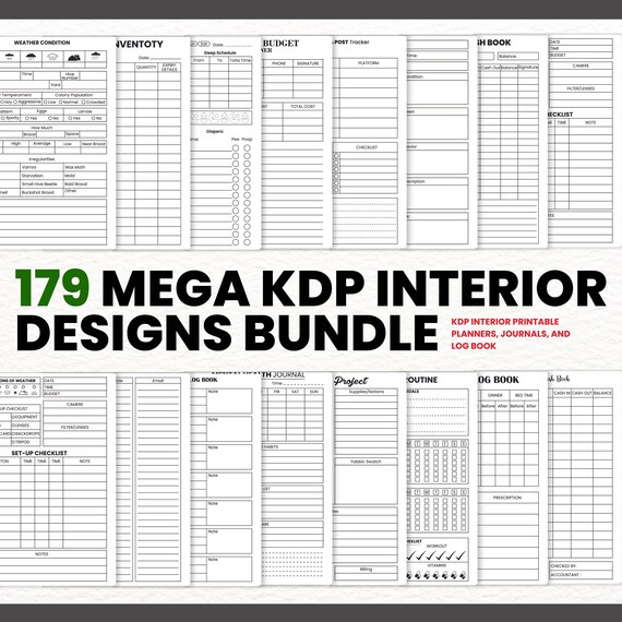 179 Editable KDP Interior Templates – Planners, Journals, Logbooks (Digital Download)