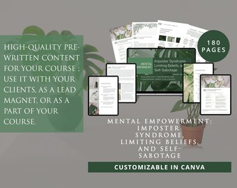 E-book „Mindset Mastery”: Syndrom oszusta, ograniczające przekonania, samosabotaż – Szablony Canva