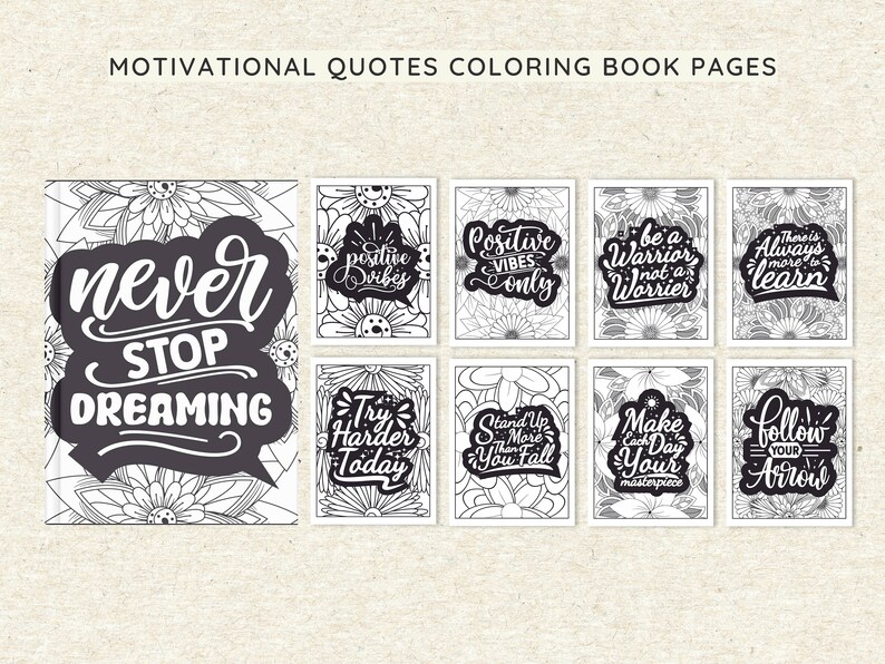 Printable Motivational Quotes Coloring Book: 100+ Pages (PDF) - Etsy Canada