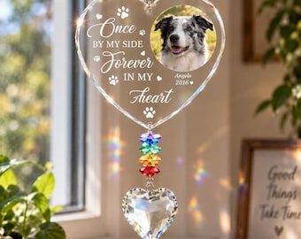 Personalized Pet Memorial Suncatcher, Custom Pet Photo, Dog Cat Loss Keepsake