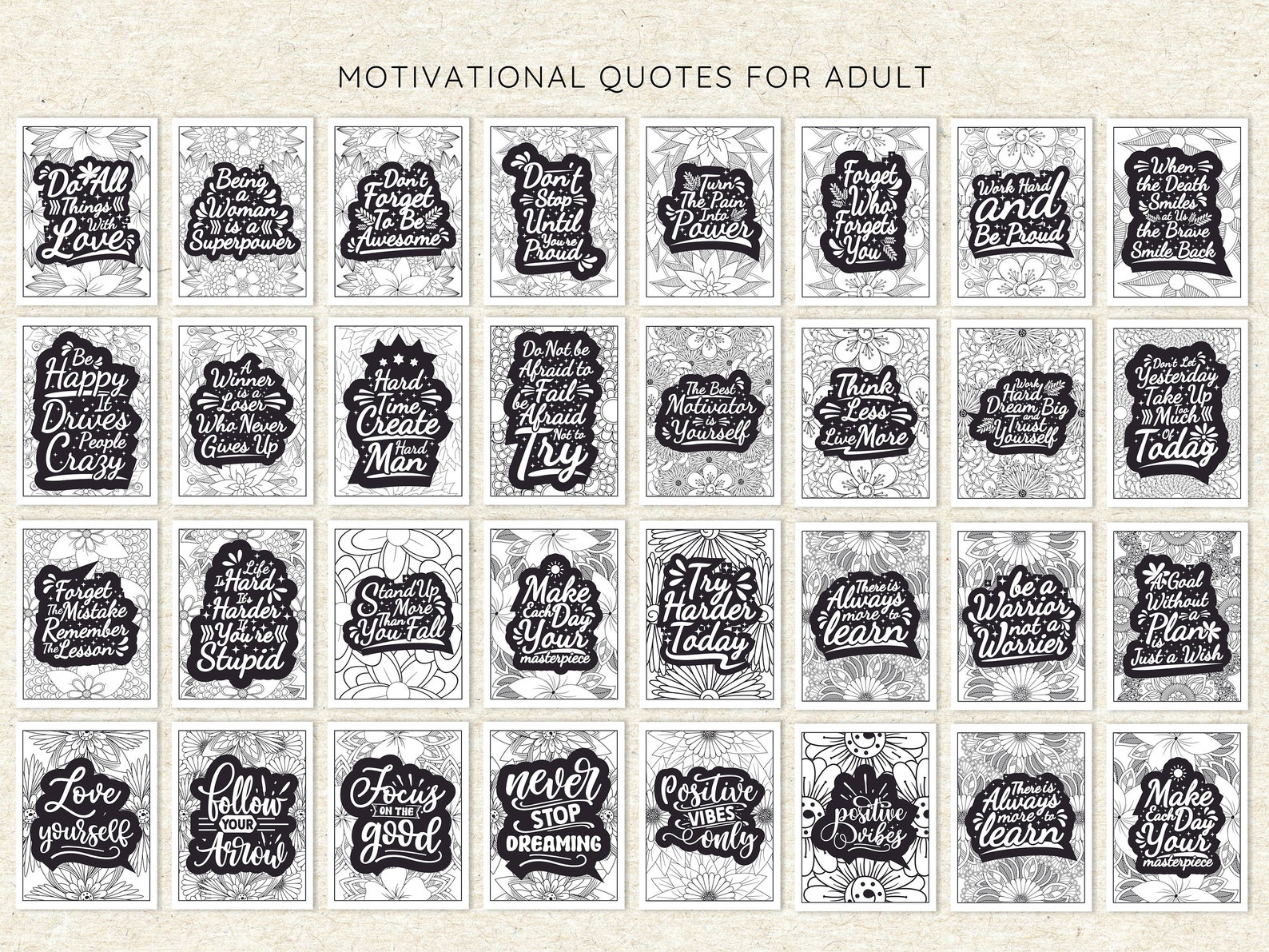 Printable Motivational Quotes Coloring Book: 100+ Pages (PDF) - Etsy Canada