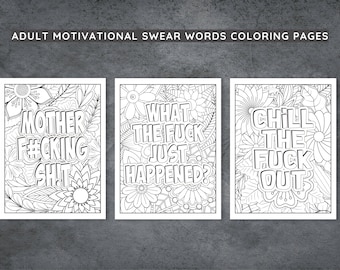 Libro para colorear con palabrotas imprimible: divertidas páginas para colorear para adultos en PDF, arte con palabras malsonantes, láminas para colorear para aliviar el estrés.