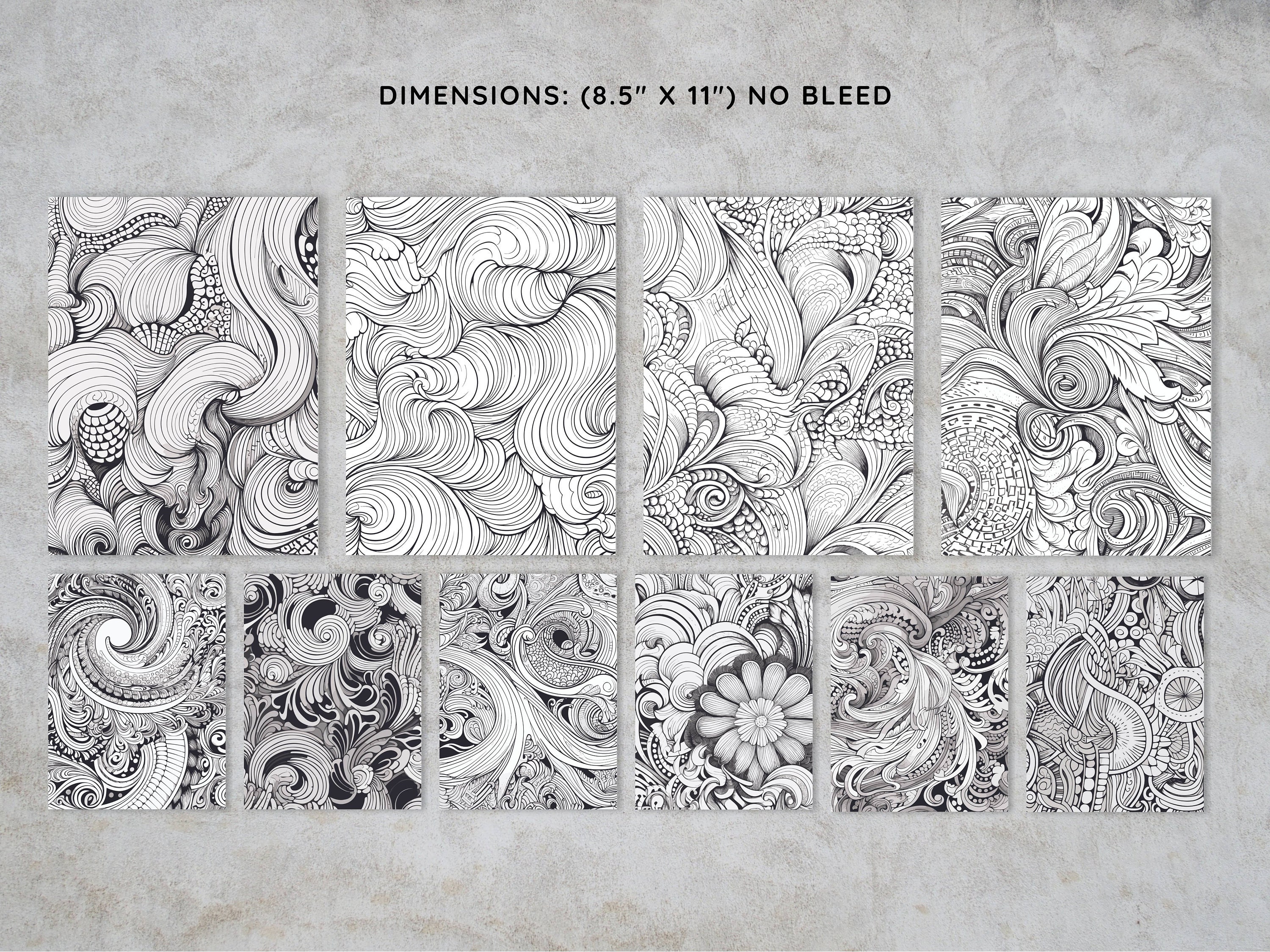 Printable Complex Abstract Patterns Coloring Book - Grayscale Floral ...