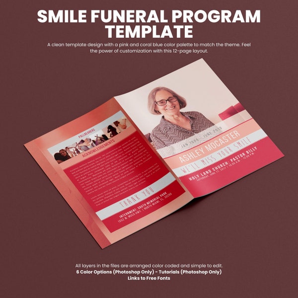 Editable Funeral Program Template, Printable Funeral Program Template, Funeral Memorial Template, Obituary Template, Celebration of Life