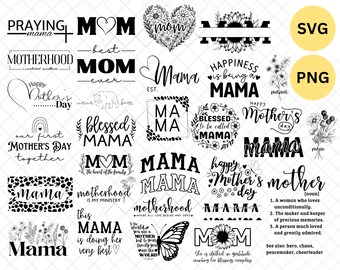 Pakiet SVG na Dzień Matki: Kwiatowe wzory dla mam i mam (SVG, PNG)