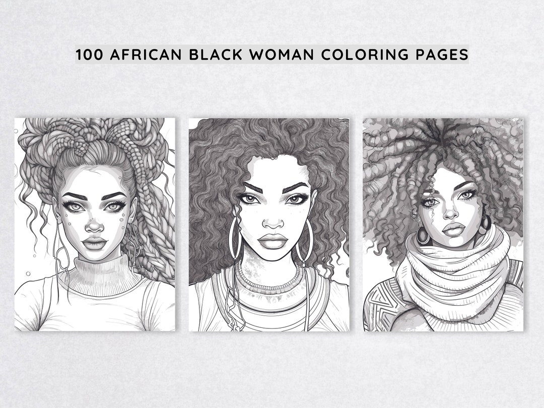 100 Afro Coloring Pages African Black Woman Girl Coloring Book ...