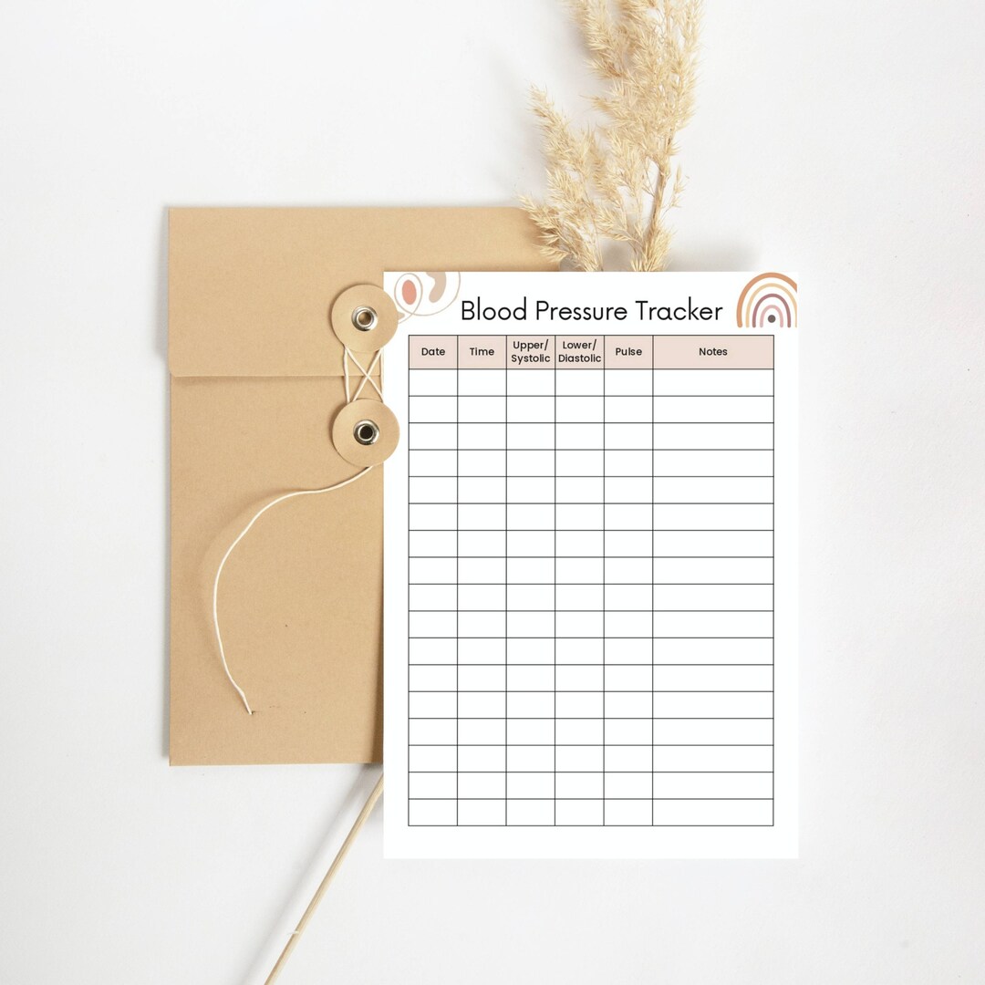 Blood Pressure Tracker Printable – Fillable BP Log Chart PDF, Daily ...