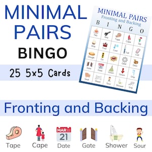 Paires minimales BINGO | Façade et verso | 25 cartes | Langage de la parole
