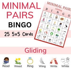 Paires minimales BINGO | Glisse | 25 cartes | Langage de la parole