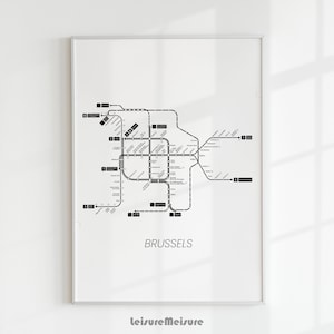 Druckbare U-Bahn Karte Brüssel | Digital Druckbare Wandkunst | Druck Download City U-Bahn Poster | Brüssel U-Bahn Karte | Leinwand Wohnkultur