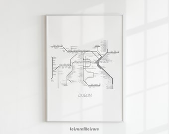 Dublin Metro Map Poster | Digital Druckbare Wandkunst | Poster Download U-Bahn | Druckbare U-Bahn Karte Dublin | Minimalistische Leinwand Dekoration