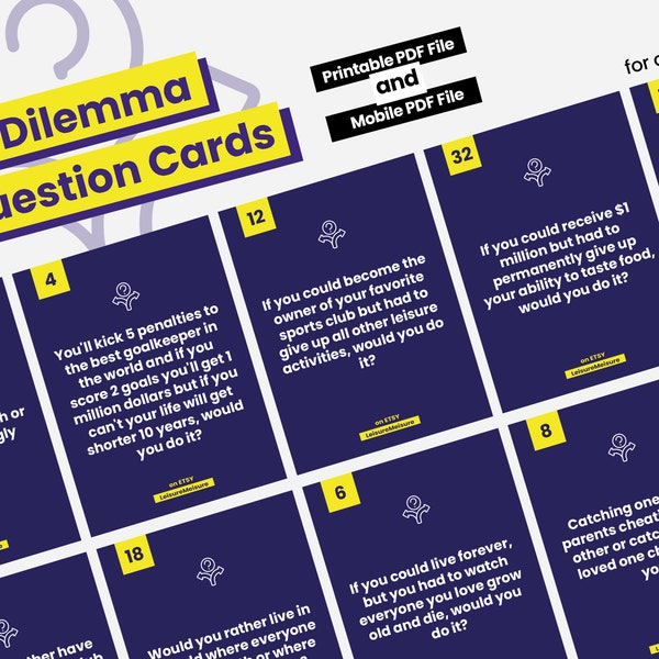 48 Dilemma Question Cards: The Ultimate Game of Tough Choices | Family Game Card | Playing Card Game for Adults