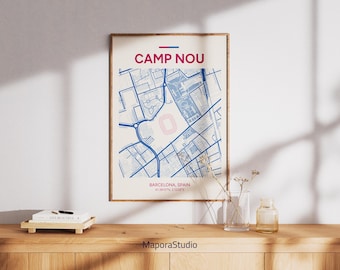Poster von Barcelona | Camp Nou Stadion Fußball Druck | Sport Schlafzimmer Poster | | Barcelona Wandkunst | Einzigartiges Geschenk für Fußball Liebhaber