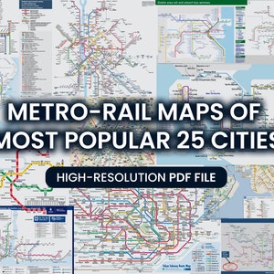 Hochauflösende U-Bahn Karten für 25 kultige Städte - U-Bahn und Schienen Karten für Reisende - London, Istanbul, Rom, Barcelona, Seoul und mehr!