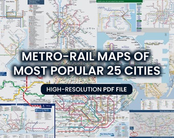High-Resolution Metro Maps for 25 Iconic Cities - Subway and Rails Maps for Travelers - London, Istanbul, Rome, Barcelona, Seoul and More!