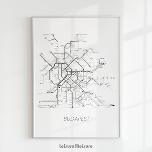 Budapester Metroplan | Digital druckbare Wandkunst | Stadt-U-Bahn-Poster ausdrucken und herunterladen | Druckbare U-Bahn-Karte von Budapest | Leinwand-Wohndekoration