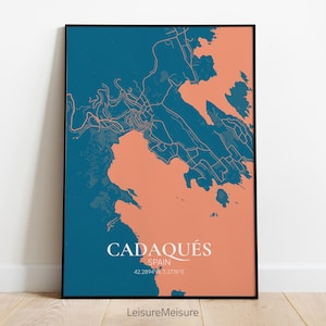 Spanien Cadaques Karte Wandkunst | Druckbare Wandkunst | Cadaques Poster Druck | Canvas City Map Karte | Cadaques Reiseplakat