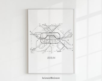 Berlin U-Bahn Karte | Digital Druckbare Wandkunst | Druck Download City U-Bahn Poster | Druckbare U-Bahn Karte | Leinwand Wohnkultur