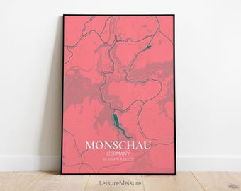Deutschland Monschau Karte Wandkunst | Druckbare Wandkunst | Monschau Poster | Canvas City Map Karte | Monschau Reiseposter