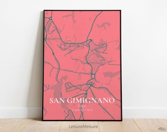 San Gimsignano Karte Wandkunst | Stilvolle druckbare Kunst | Italien San Gimignano Poster | Wandbild Stadtplan | San Gimsignano Poster