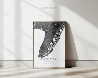Cape May Karte Wandkunst | Stilvolle druckbare Kunst | USA Cape May Poster | Wandbild Stadtplan | Cape May Poster