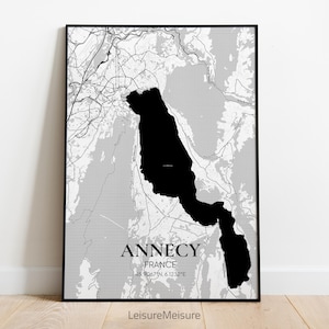 France Annecy Map Wall Art | Printable Wall Art | Annecy Poster Print | Canvas Home Office Decor City Map | Annecy Travel Poster