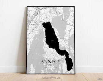 Frankreich Annecy Karte Wandkunst | Druckbare Wandkunst | Annecy Poster | Canvas City Map Karte | Annecy Reiseposter