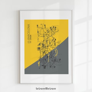 Barcelona U-Bahn Metro Karte | Digital Druckbare Wandkunst | Druck Download City U-Bahn Poster | Druckbare Karte von Barcelona | Leinwand Wohnkultur