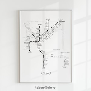 Kairo U-Bahn Karte | Digital Druckbare Wandkunst | Druck Download U-Bahn Poster | Druckbare U-Bahn Karte Kairo | Leinwand Wohnkultur