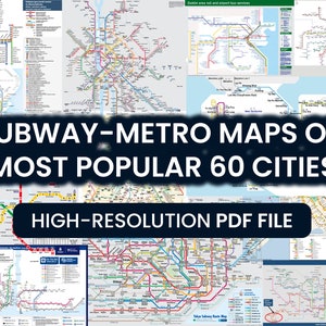 World City Subway Maps Collection: gedetailleerde metro- en treingidsen - pdf-downloads voor de 60 grootste steden wereldwijd, waaronder Londen, Parijs en New York