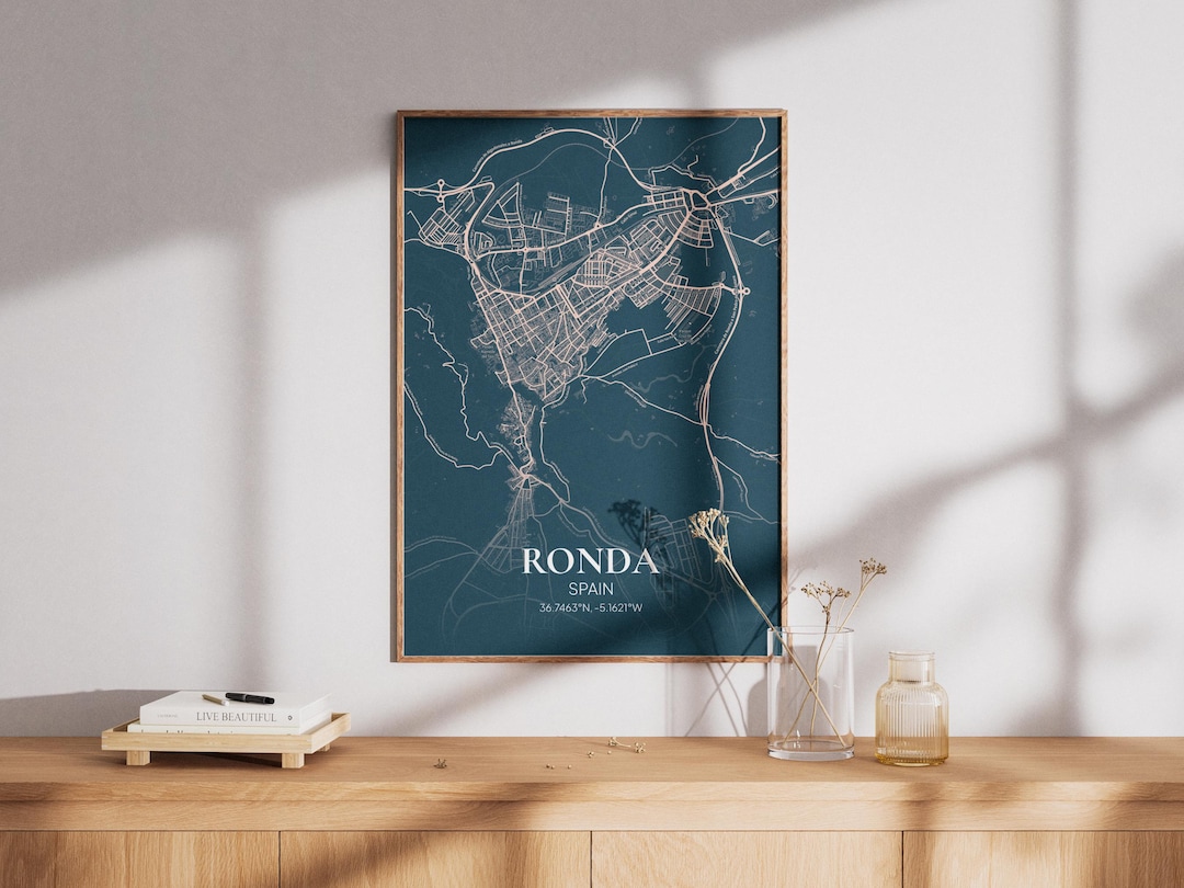 Spain Ronda Map Wall Art | Printable Wall Art | Ronda Poster Print ...
