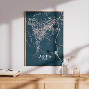 Spanien Ronda Karte Wandkunst | Druckbare Wandkunst | Ronda Kunstdruck Poster | Canvas City Map Karte | Ronda Reiseposter
