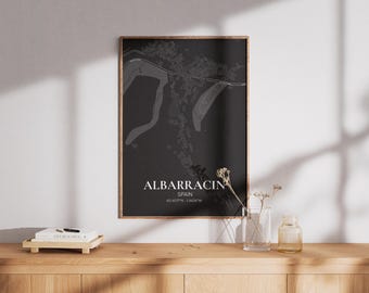 Albarracin Karte Wandkunst | Stilvolle druckbare Kunst | Spanien Albarracin Poster | Wandbild Stadtplan | Albarracin Wandbild