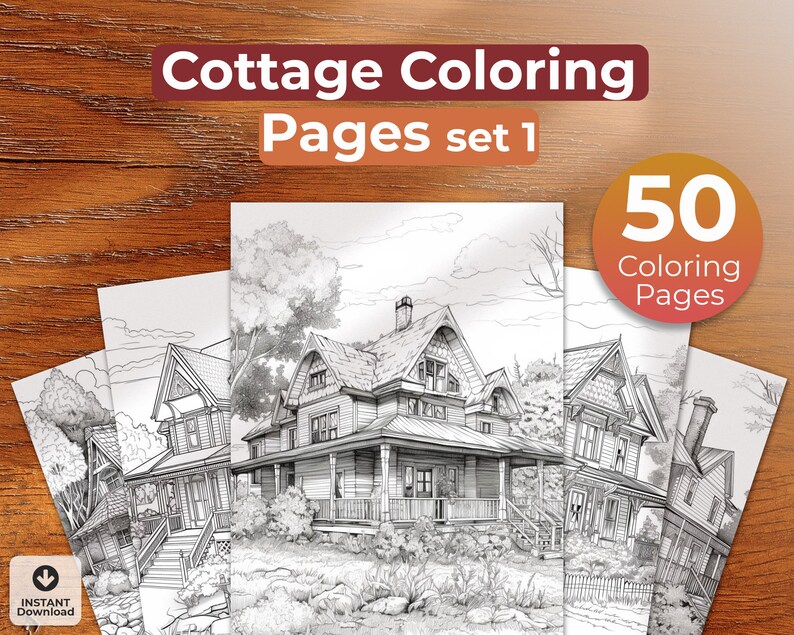 Printable Cottage Coloring Pages for Adults Digital Download - Etsy