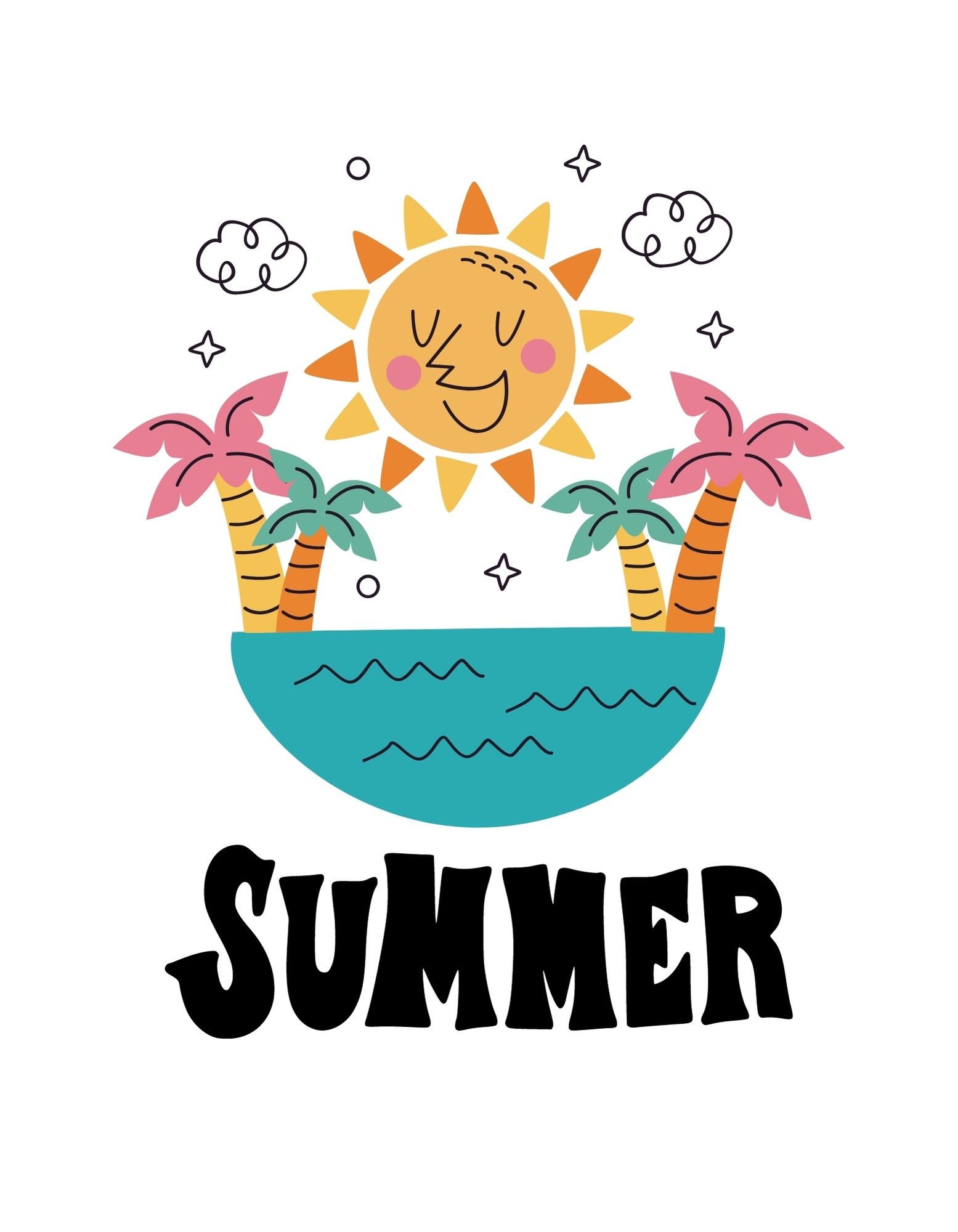 Fun Summer Digital Art Compilation, SVG, PNG JPEG, Kids Craft, T-shirt ...