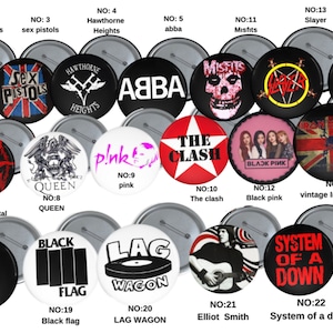 Death Black Punk Metal pinback button pins, Band Pins, Music Pins,punk buttons,led zeplin,nirvana,lag wagon,kiss,bts,hawthorne heights