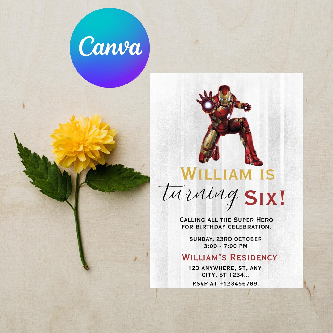 Editable Superhero Iron Man Birthday Invitation, Printable Ironman ...