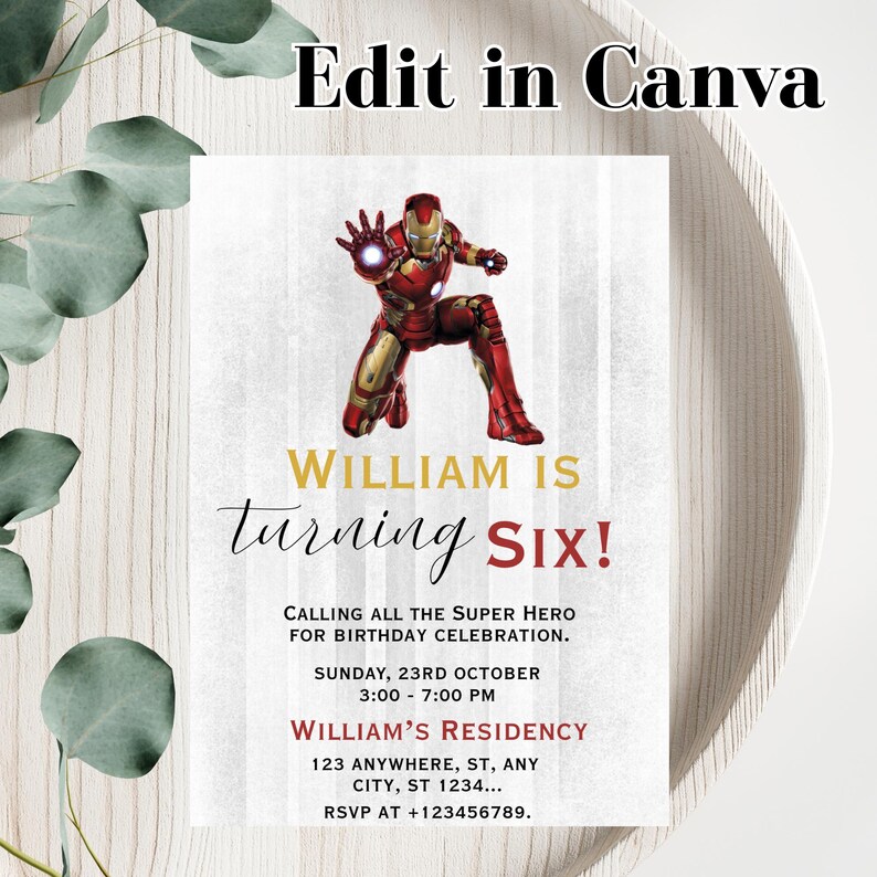 Editable Superhero Iron Man Birthday Invitation, Printable Ironman ...