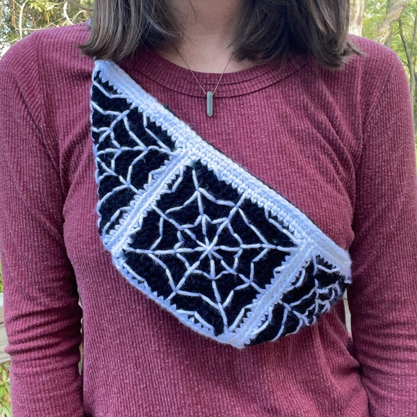 Spiderweb Halloween Crochet Crossbody Bag