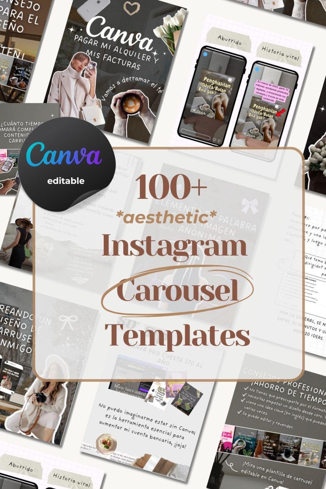 100+ Faceless Instagram Carousel Templates | Canva Social Media Kit ...