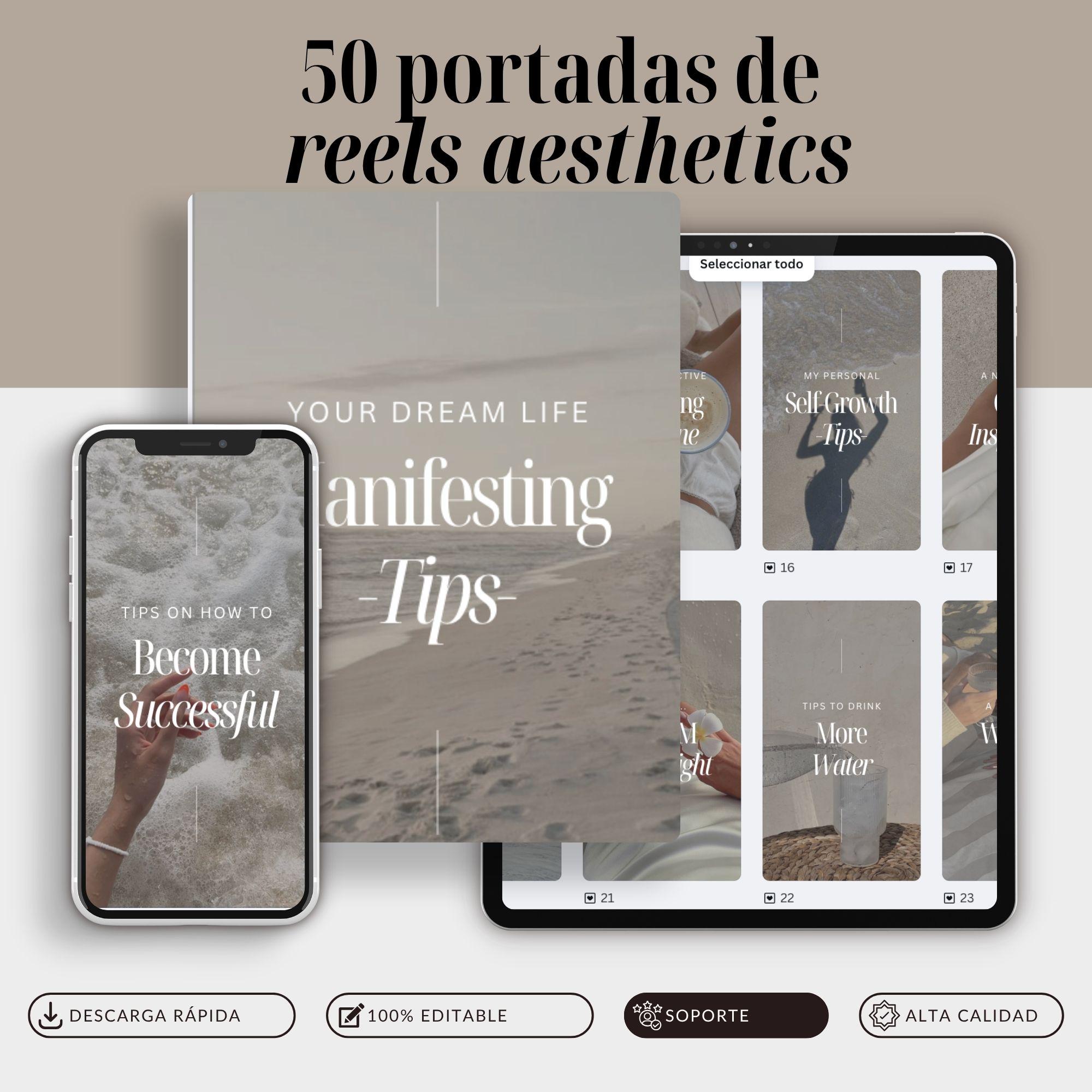 Potadas Rels Bpc 50 portadas para reels / Plantillas editables de Canva / Paquete de ...